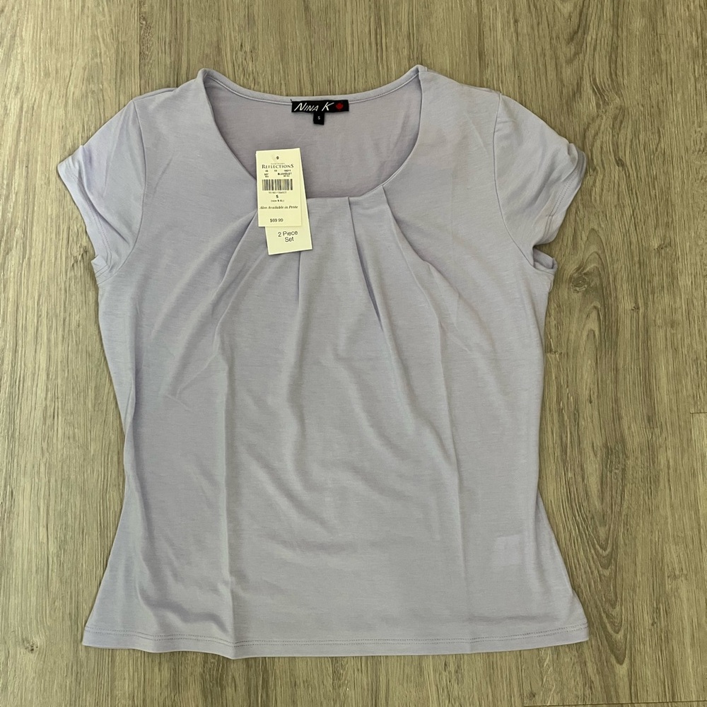 2/$20 Nina Lilac Fitted Pleated Blouse